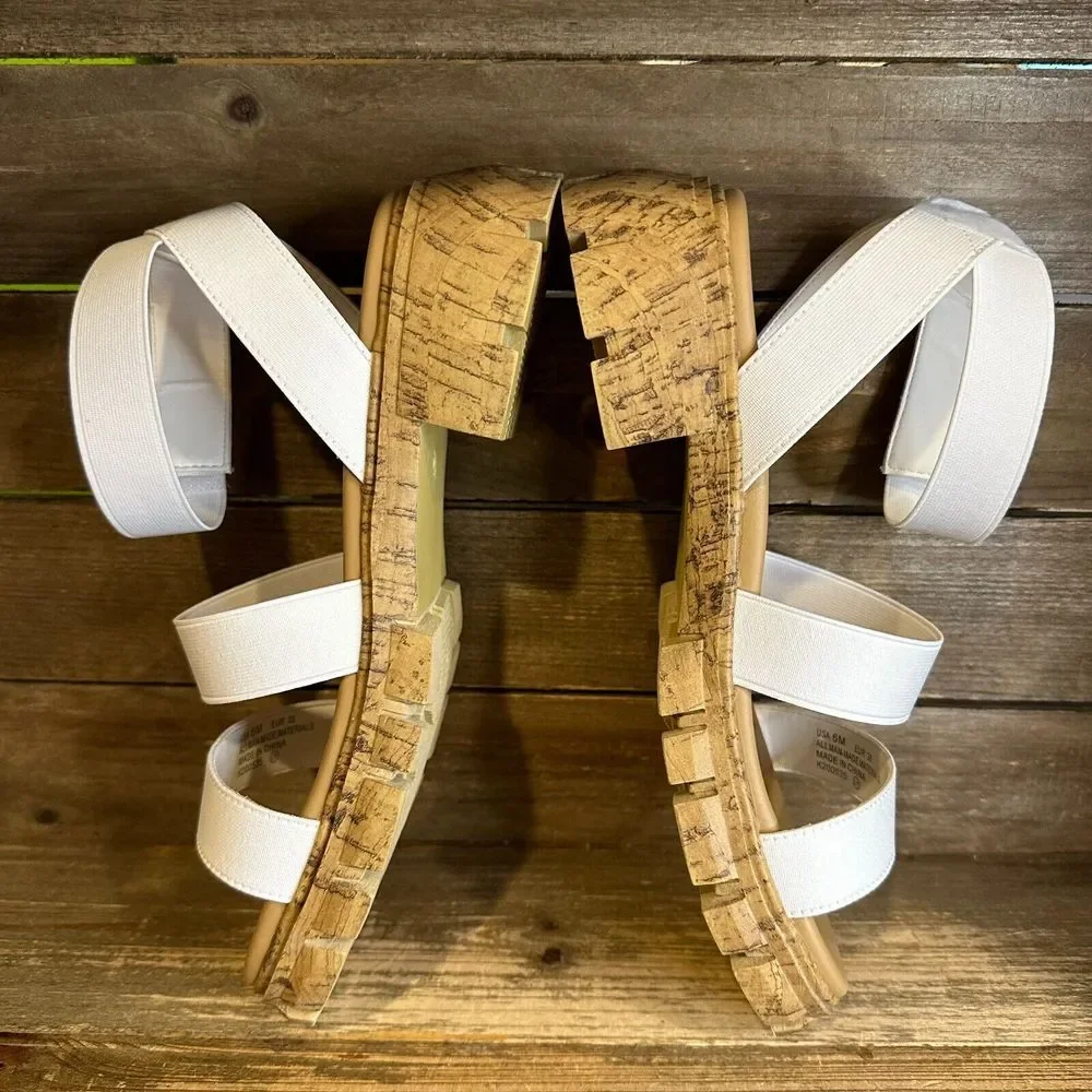New NIB Big Kids Nina Seri White Canvas Strappy Ankle‎ Strap Sandals Size 6 Y